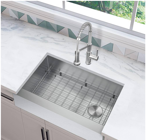 Glacier Bay All-In-One Apron Mount 16G Stainless Steel 30" Single Bowl Kitchen Sink with Faucet
